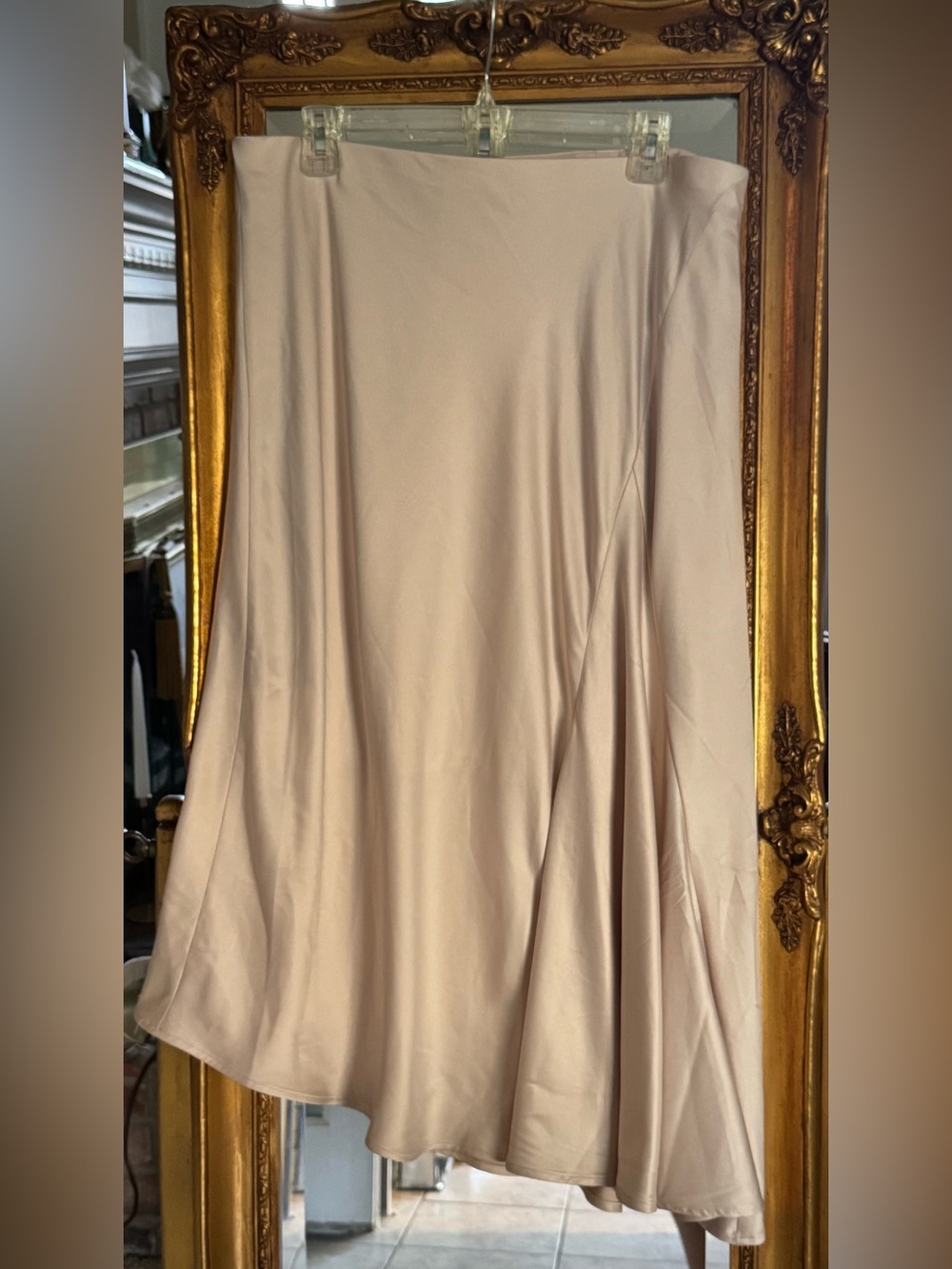 Express Elegant Cream A-Line Midi Skirt